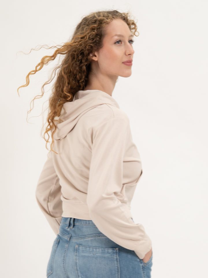 Homewearjacke Kapuze Short Creme