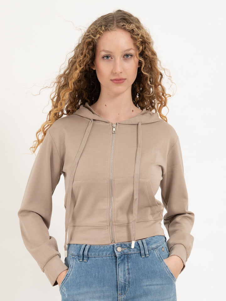 Homewearjacke Kapuze Short Taupe