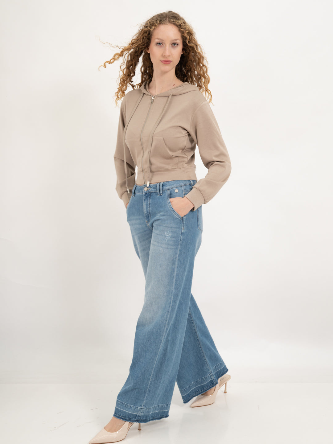 Homewearjacke Kapuze Short Taupe