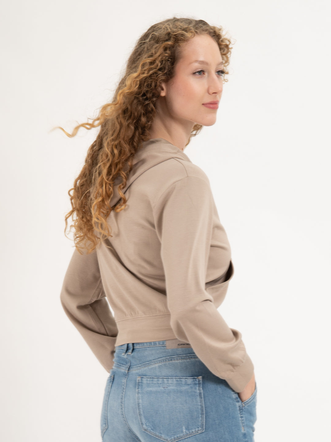 Homewearjacke Kapuze Short Taupe
