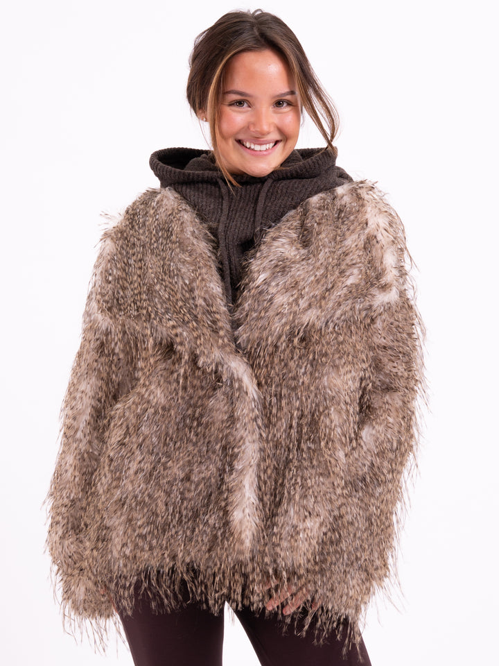 Kunstefelljacke Braun