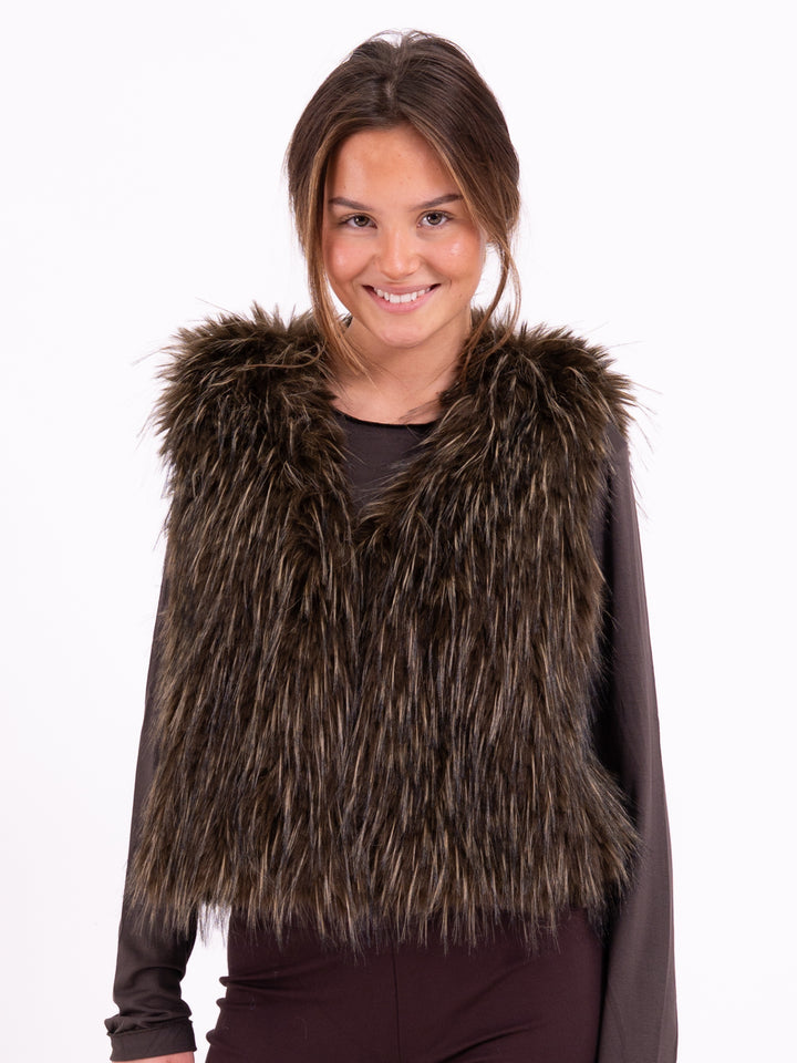 Kunstfellweste Dunkelbraun