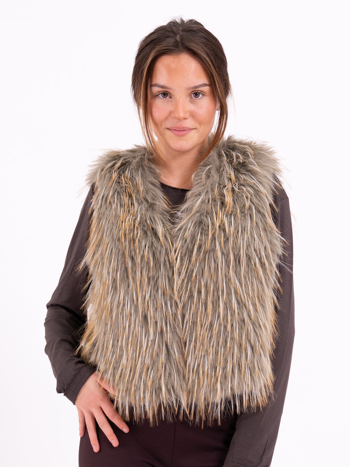 Kunstfellweste Beige