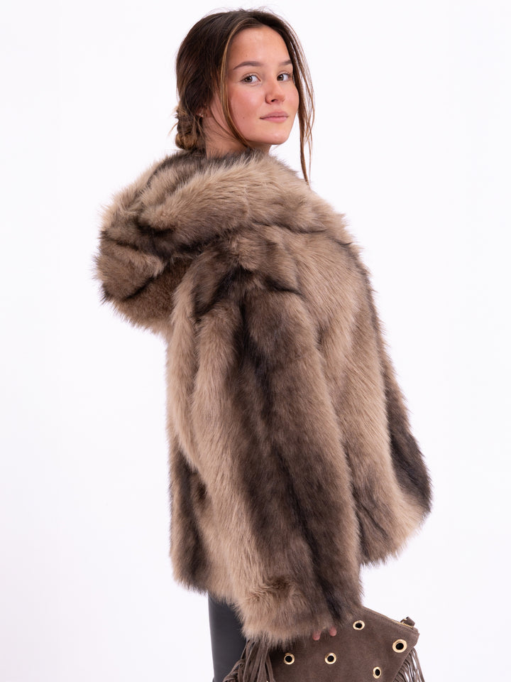 Kunstfelljacke Kapuze