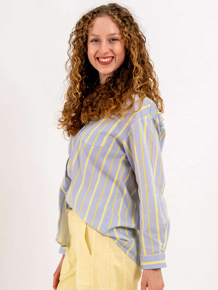 Bluse Blue Yellow Stripes