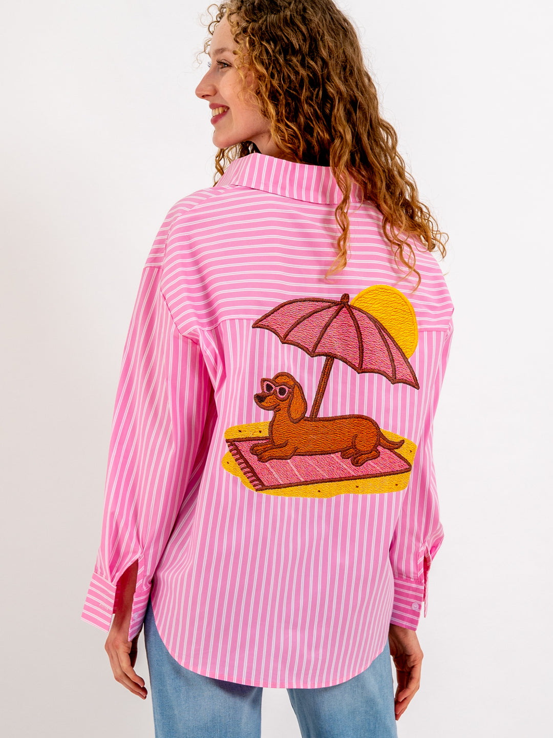 Hemdbluse Pink Stripes Dackel