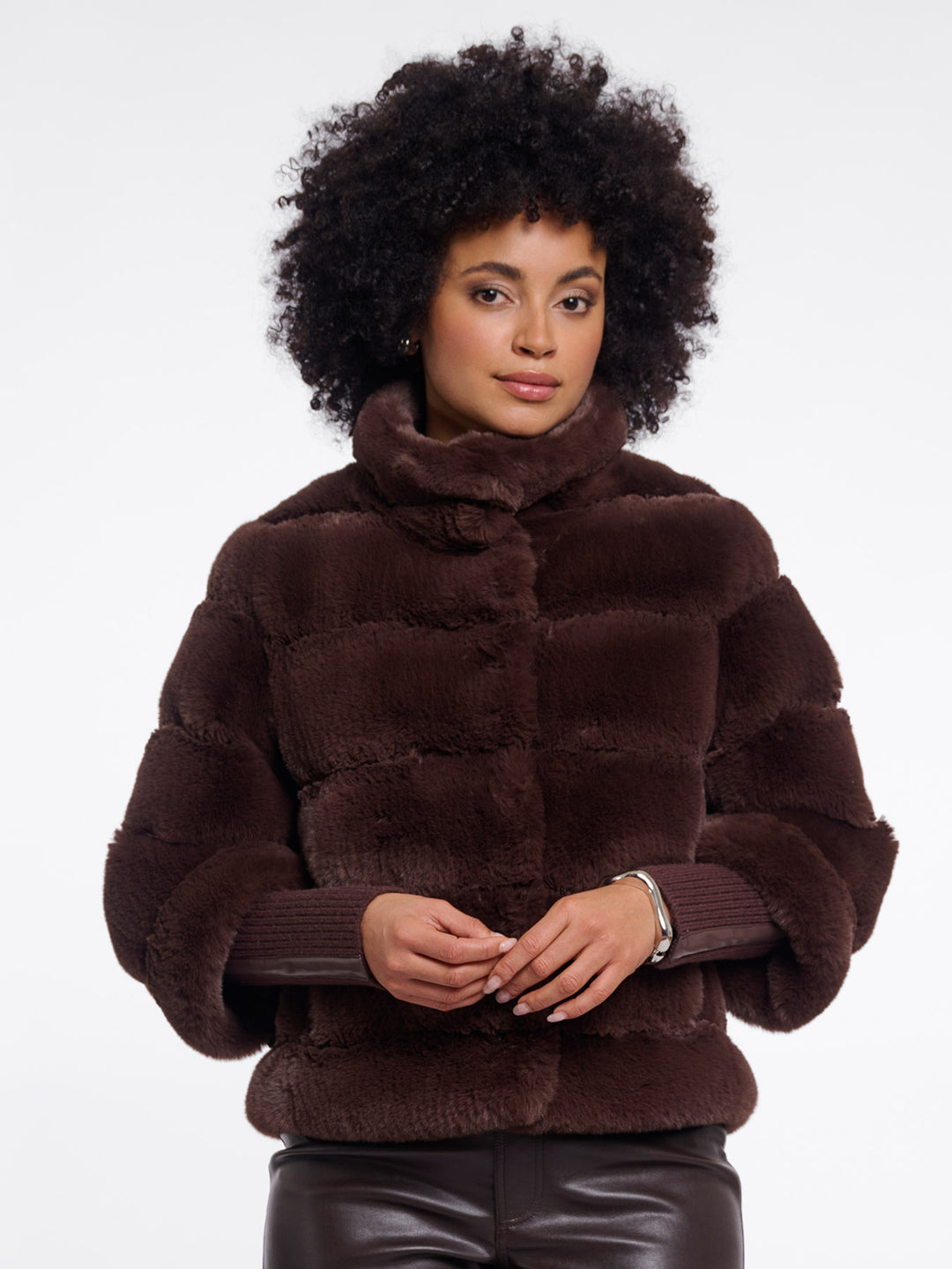 Fake Fur Jacke Feline Coffee Roast