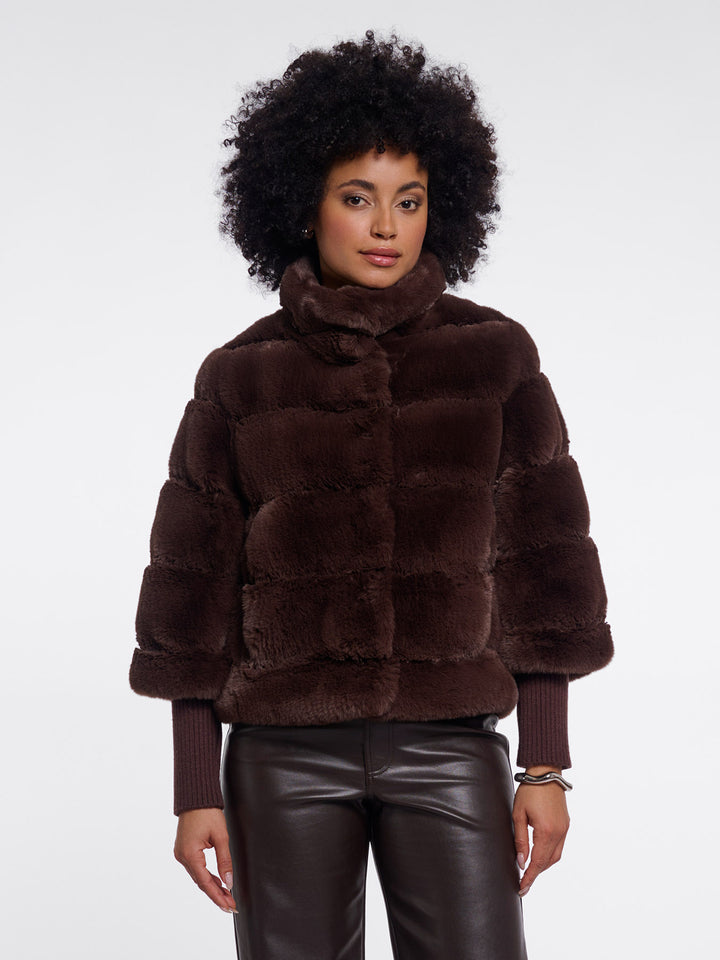 Fake Fur Jacke Feline Coffee Roast