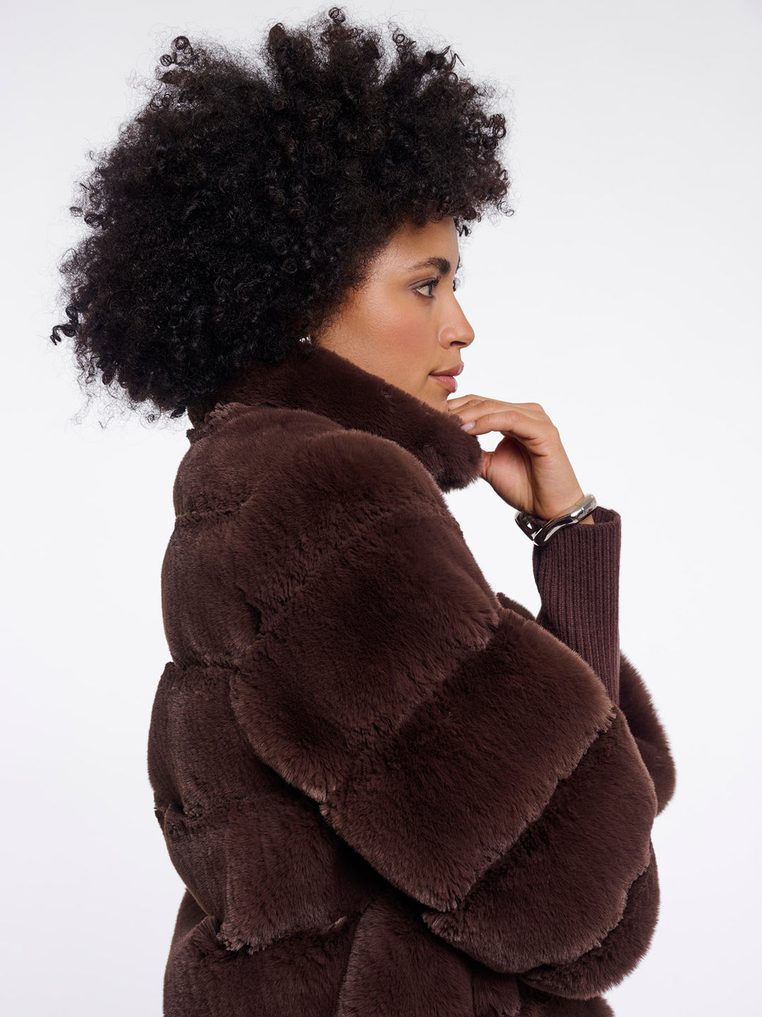 Fake Fur Jacke Feline Coffee Roast