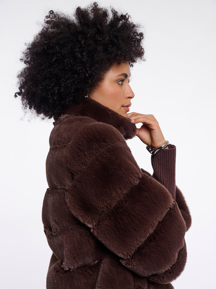 Fake Fur Jacke Feline Coffee Roast