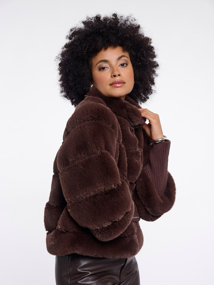 Fake Fur Jacke Feline Coffee Roast