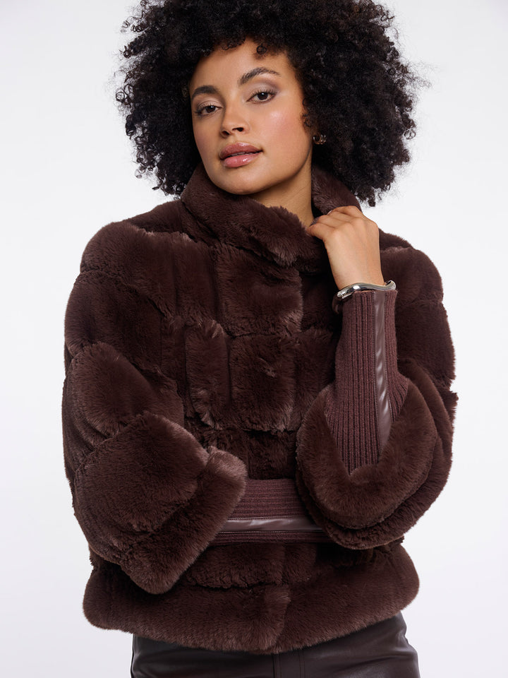 Fake Fur Jacke Feline Coffee Roast