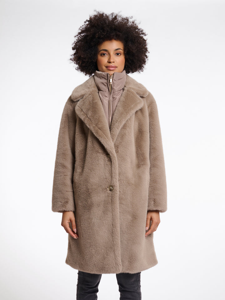 Fake Fur Mantel Geesje Chocolate Toffee