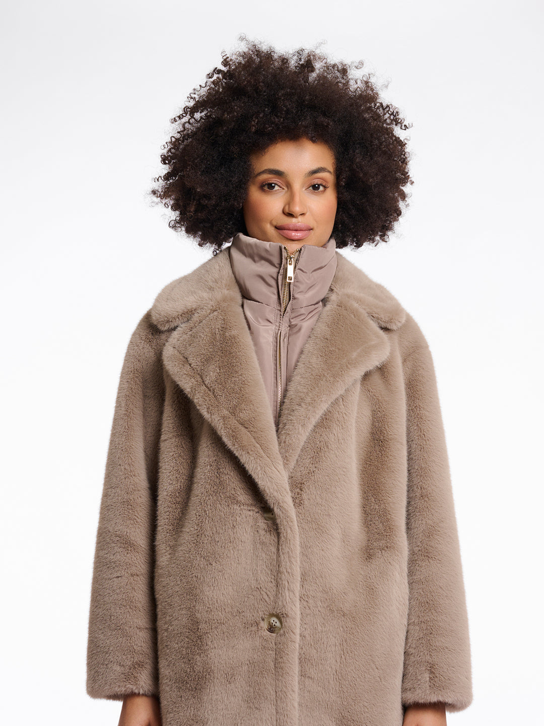Fake Fur Mantel Geesje Chocolate Toffee