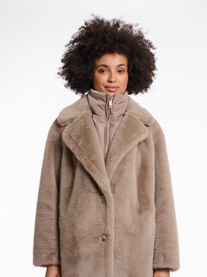 Fake Fur Mantel Geesje Chocolate Toffee