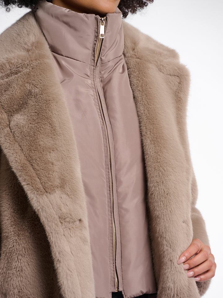 Fake Fur Mantel Geesje Chocolate Toffee