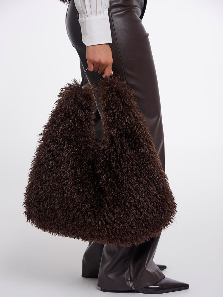 Fake Fur Shoulderbag Coffe Roast
