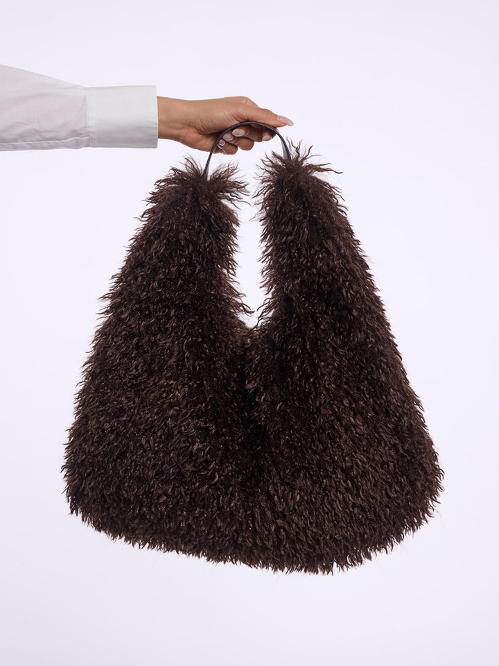 Fake Fur Shoulderbag Coffe Roast