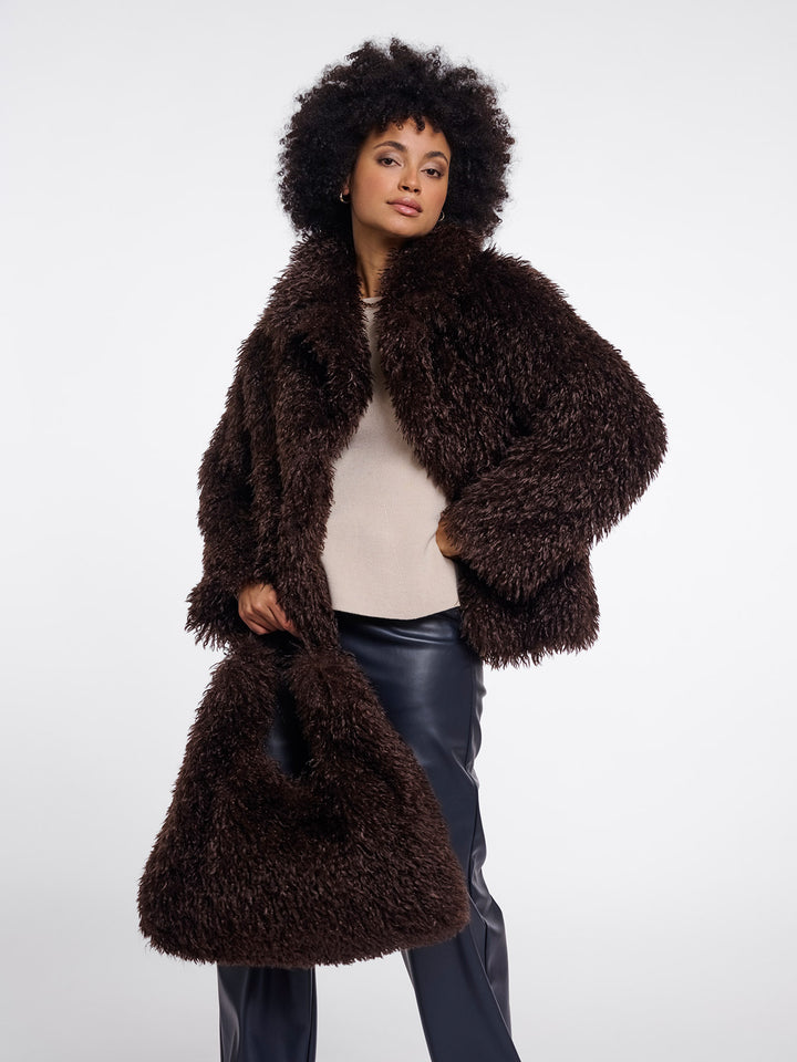 Fake Fur Shoulderbag Coffe Roast