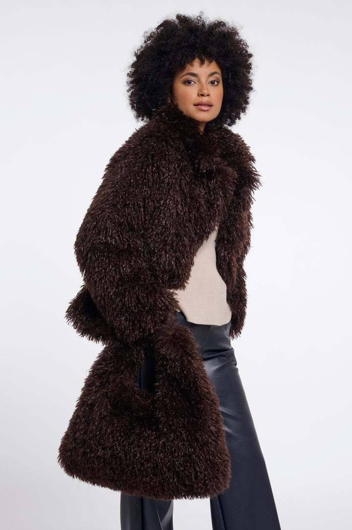 Fake Fur Shoulderbag Coffe Roast