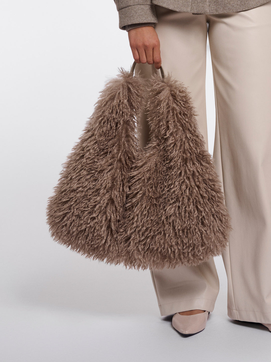 Fake Fur Shoulderbag Mocha Latte