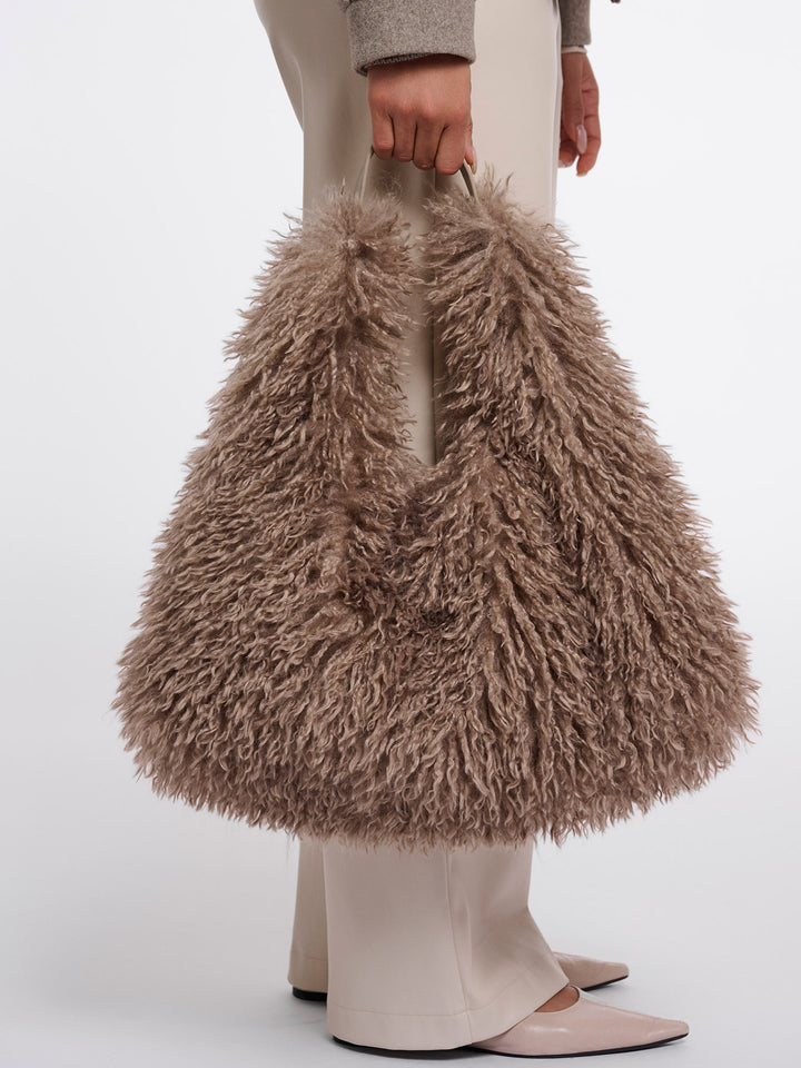 Fake Fur Shoulderbag Mocha Latte