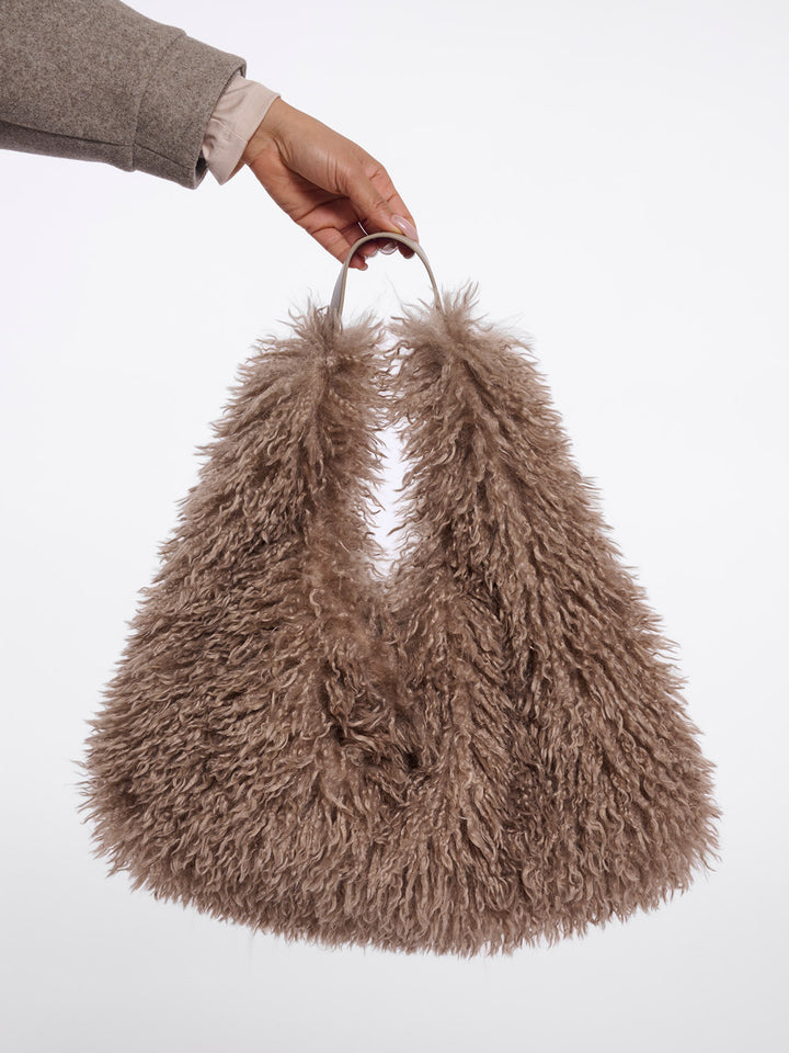 Fake Fur Shoulderbag Mocha Latte