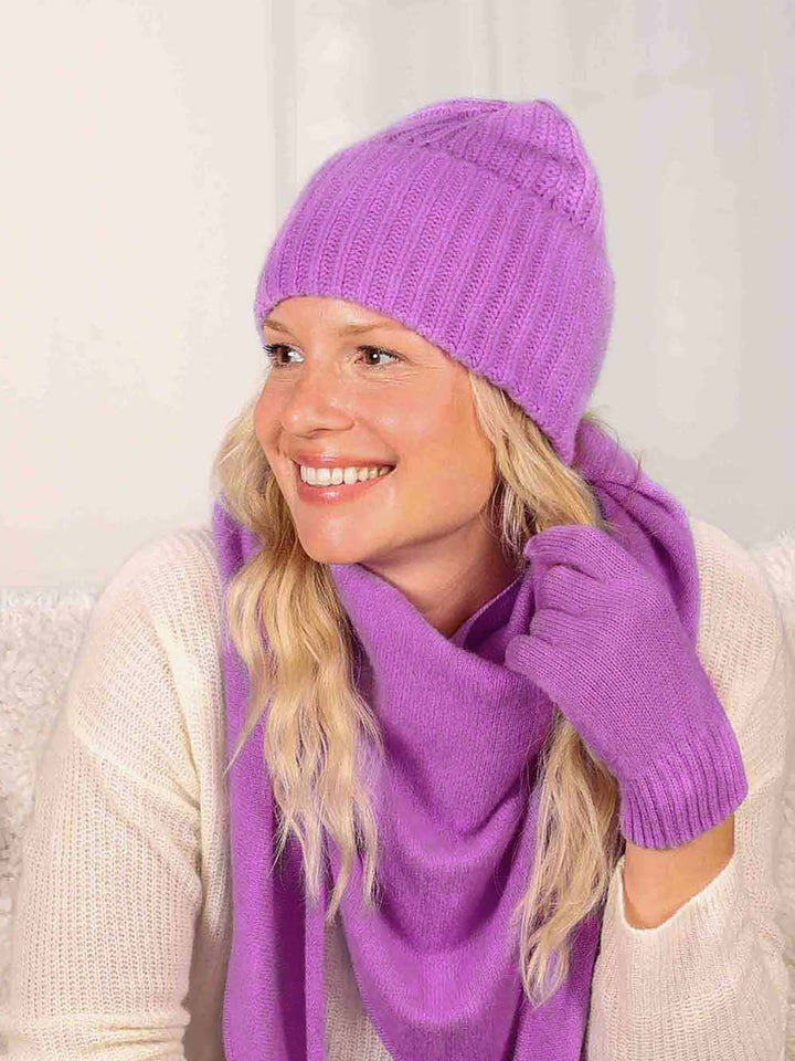 Kaschmir Ribbon Beanie Lila
