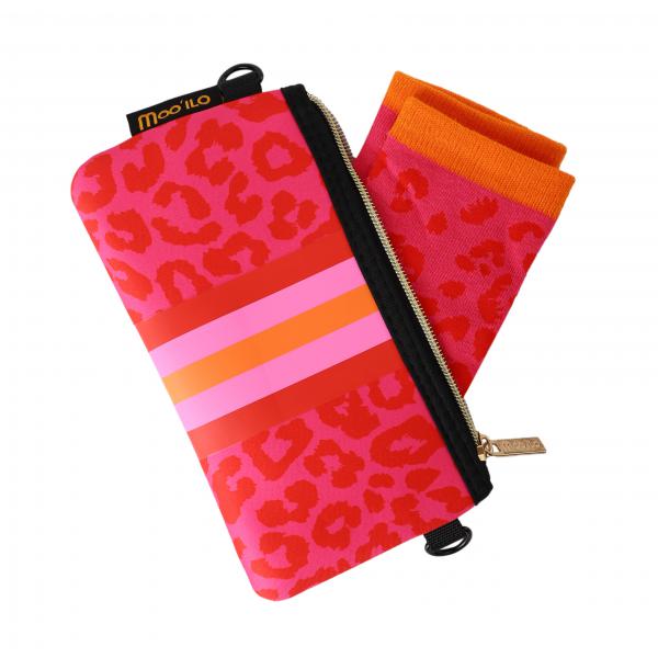 Socken Leo Pink Rot mit Leo Clutch