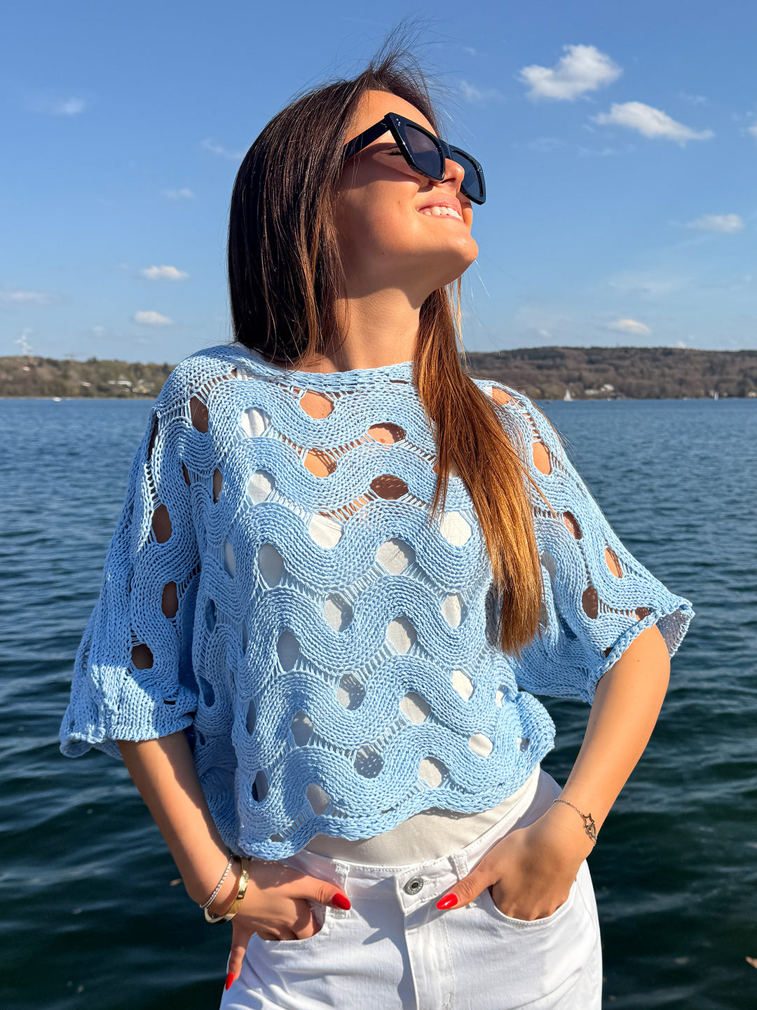 Lochpullover Halbarm