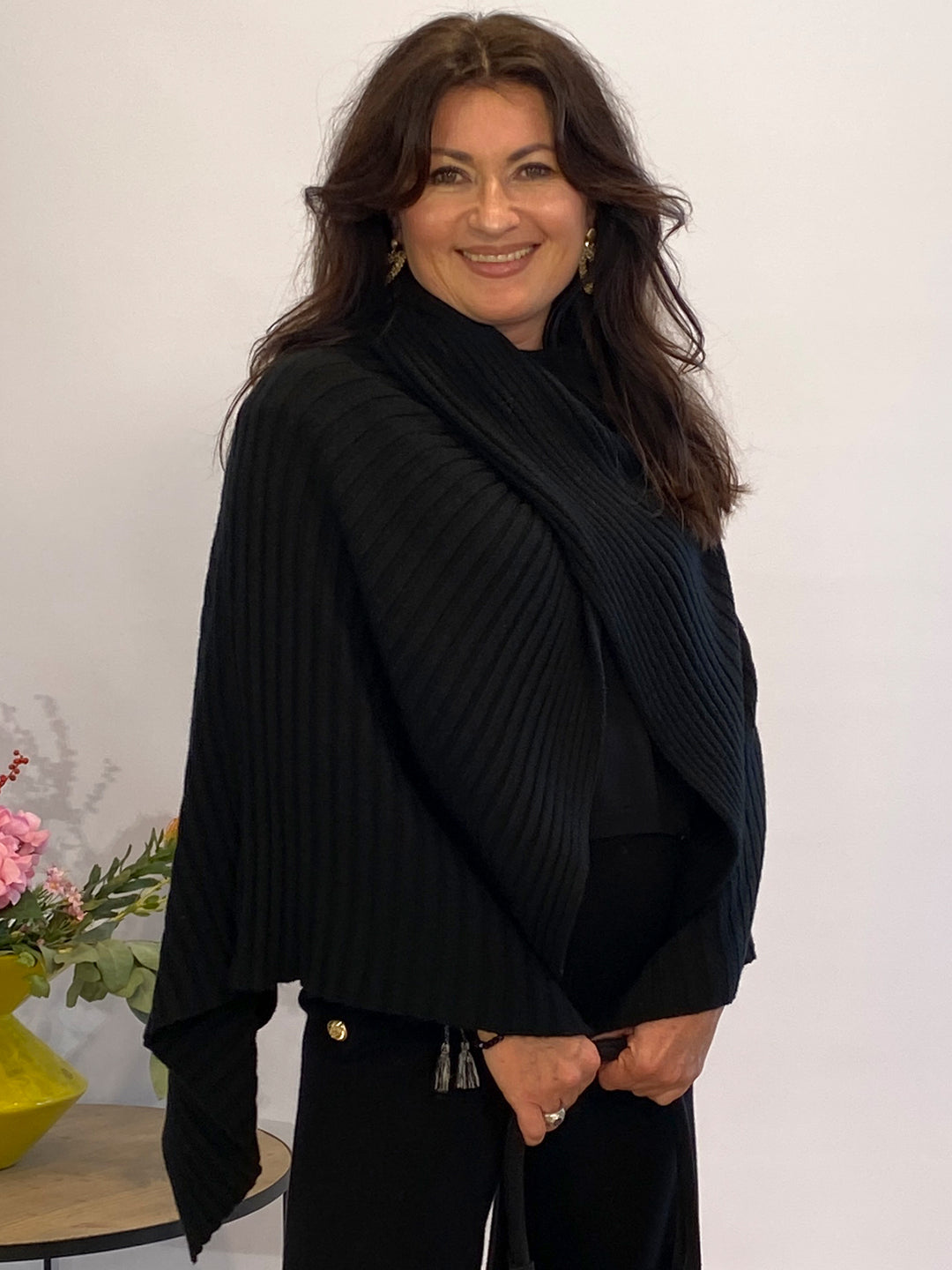 Strickcape Schwarz