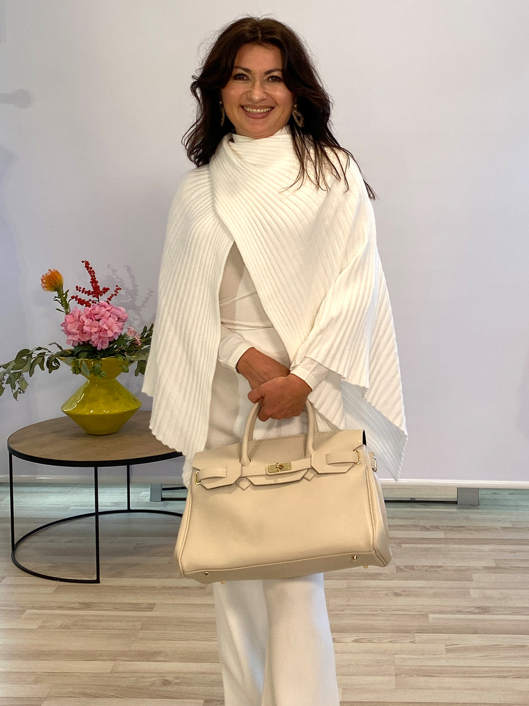 Strickcape Offwhite