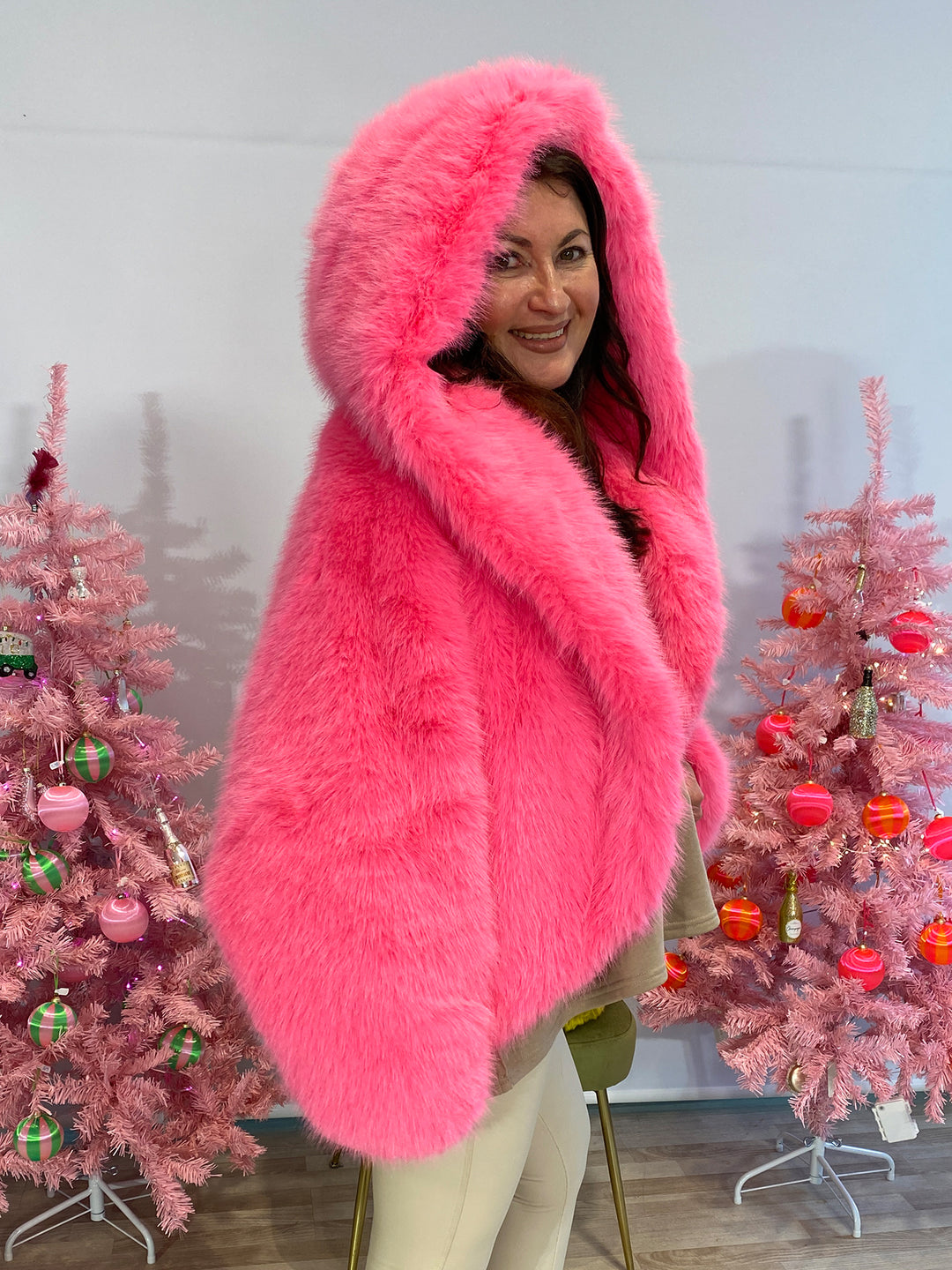 Kunstfelljacke Neon Pink