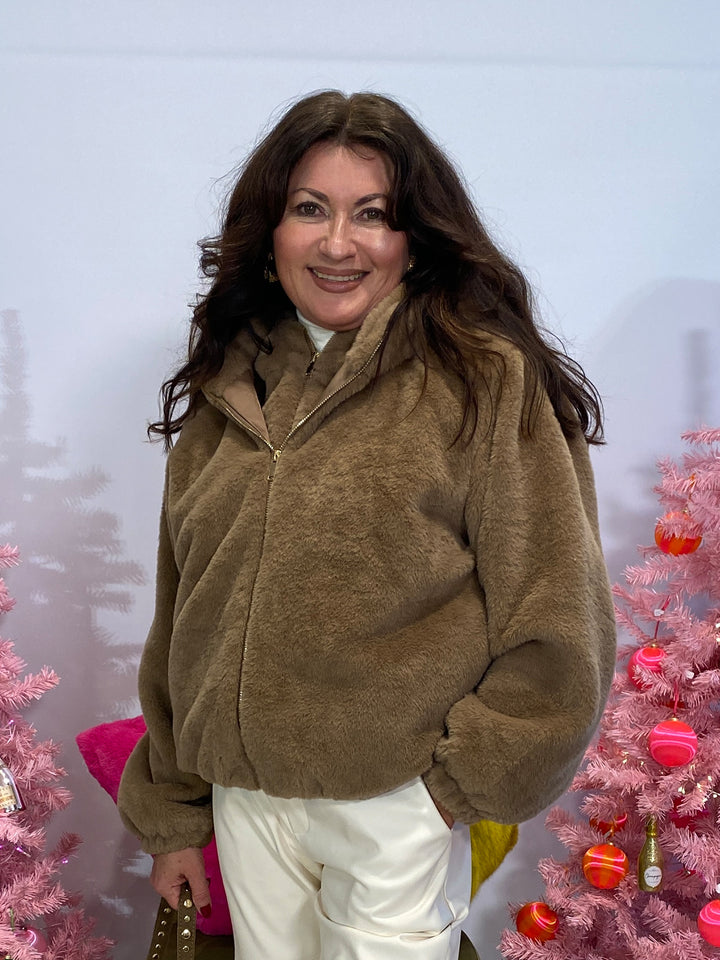 Kunstfelljacke Hellbraun