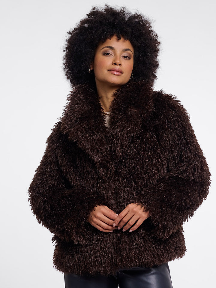 Fake Fur Jacke Lias Coffe Roast