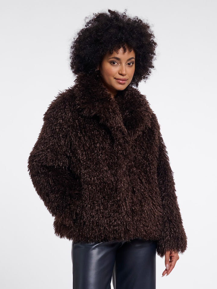 Fake Fur Jacke Lias Coffe Roast