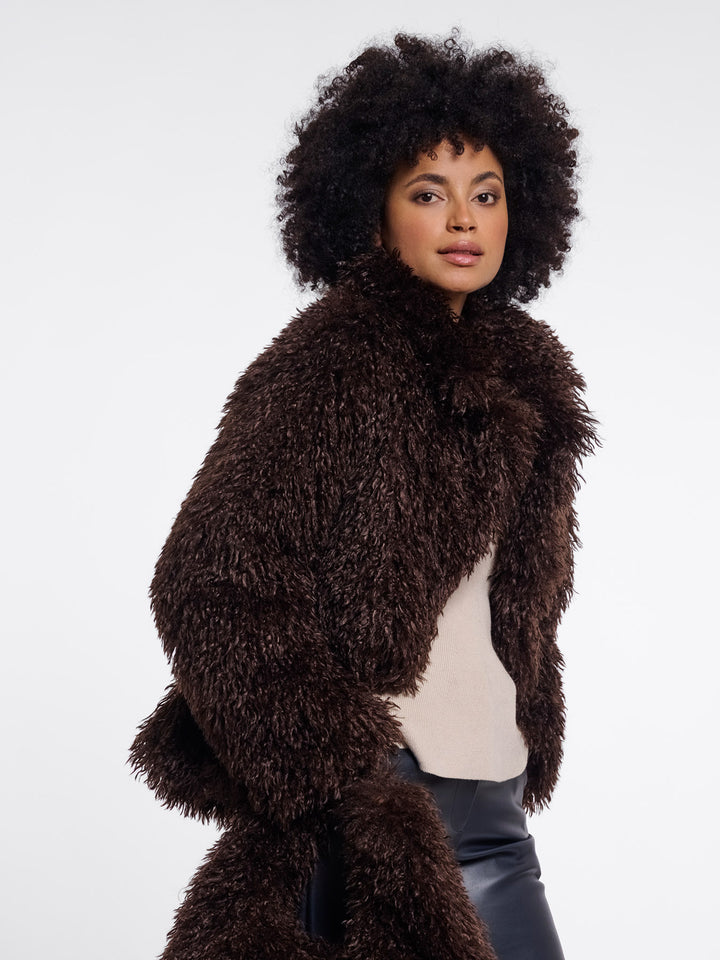 Fake Fur Jacke Lias Coffe Roast