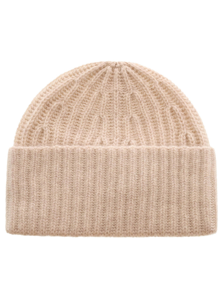 Kaschmir Ribbon Beanie Hellbeige