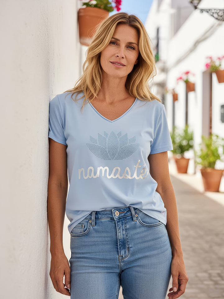 T Shirt Namaste Smokey Blue