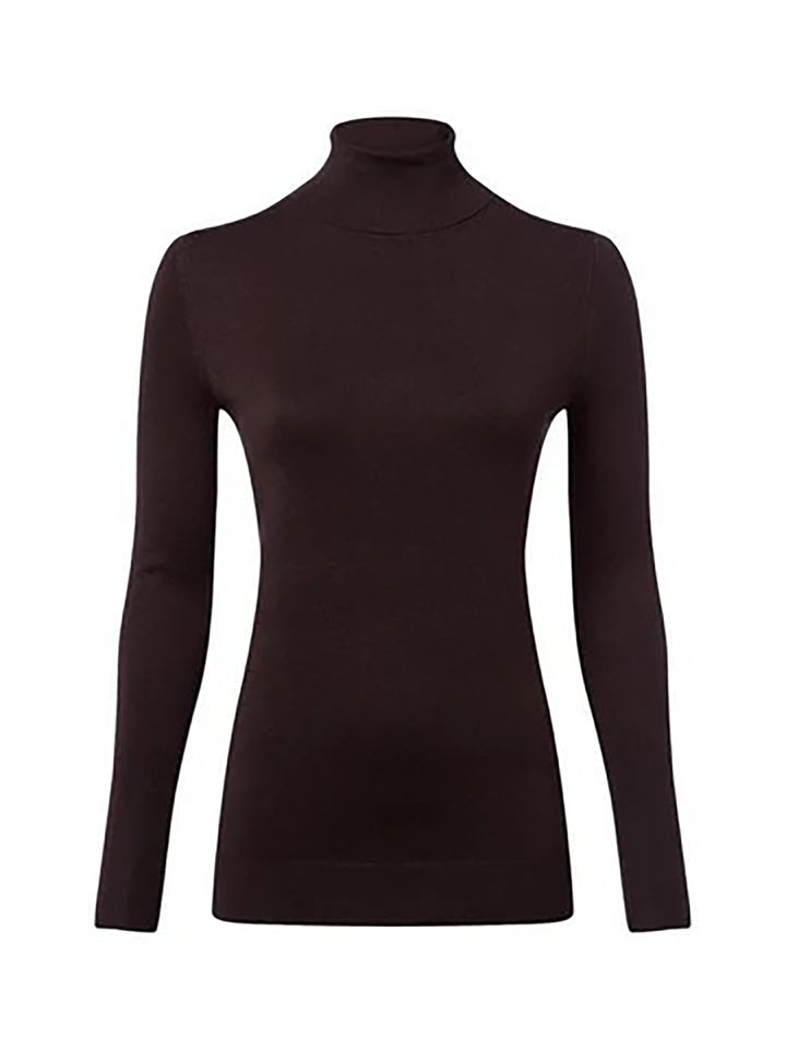 Rollkragenpullover Feinstrick braun