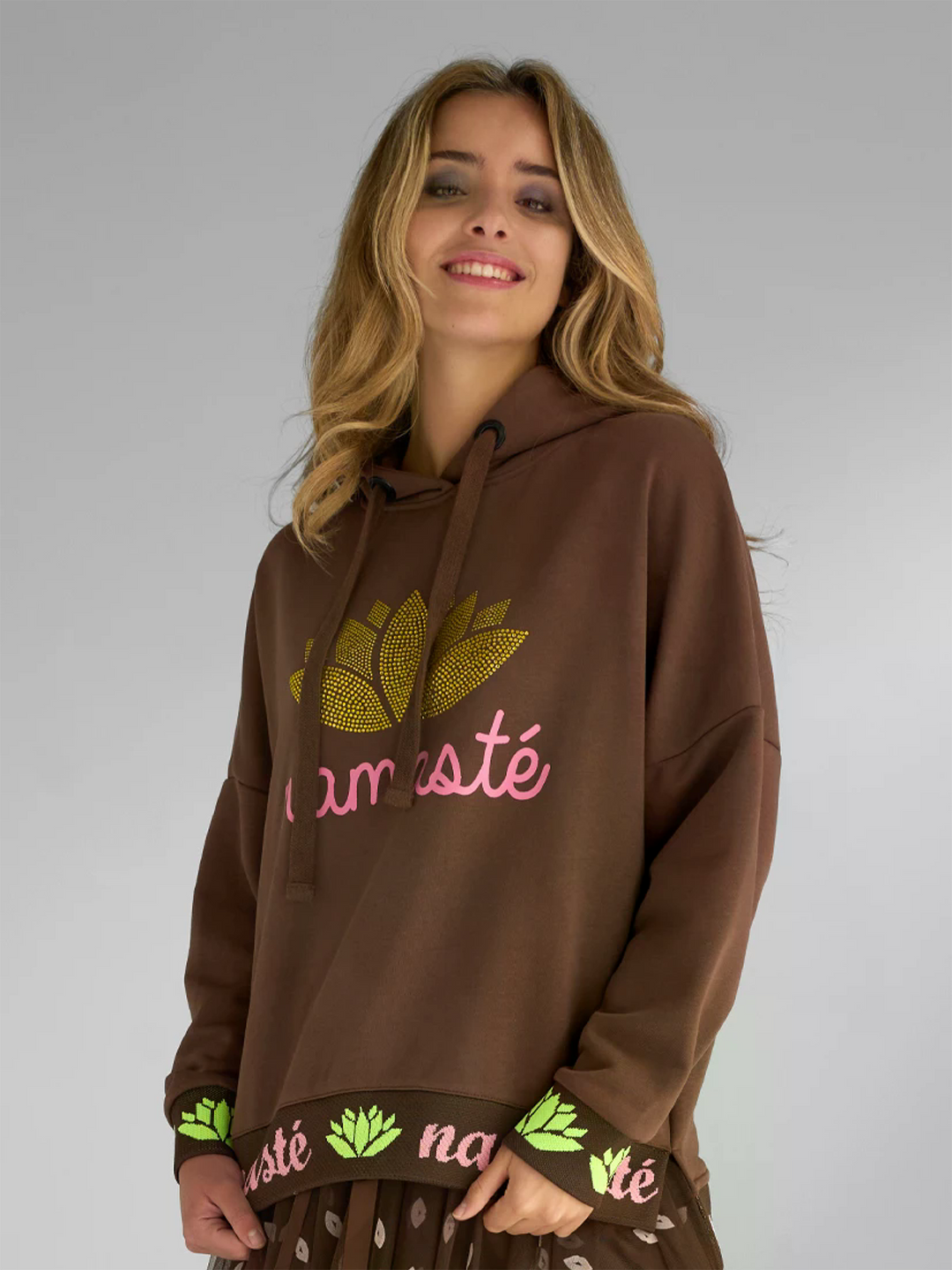 Hoodie Namaste Strass Chocolate