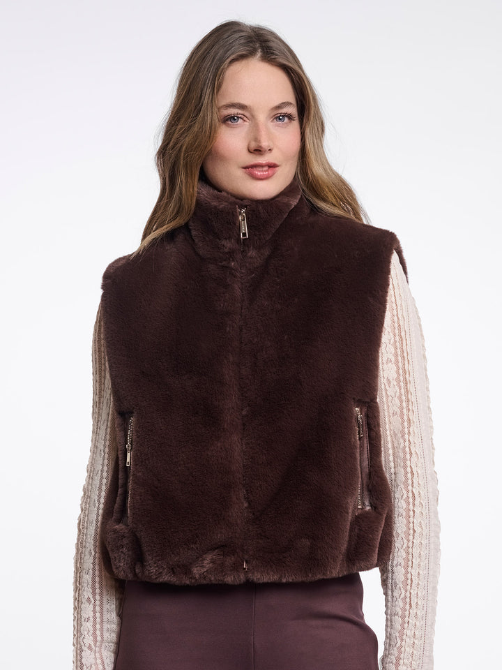 Fake Fur Weste Nikki Coffee Roast