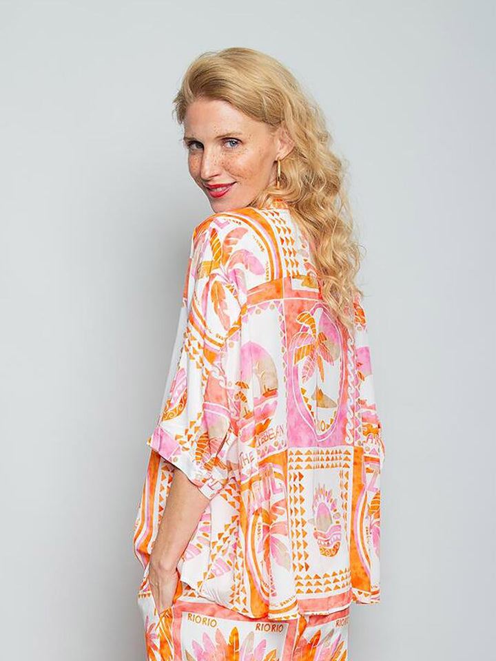 Damenbluse Orange Pink Beach