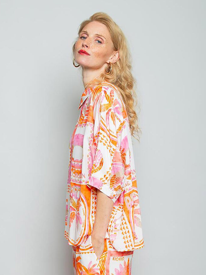 Damenbluse Orange Pink Beach