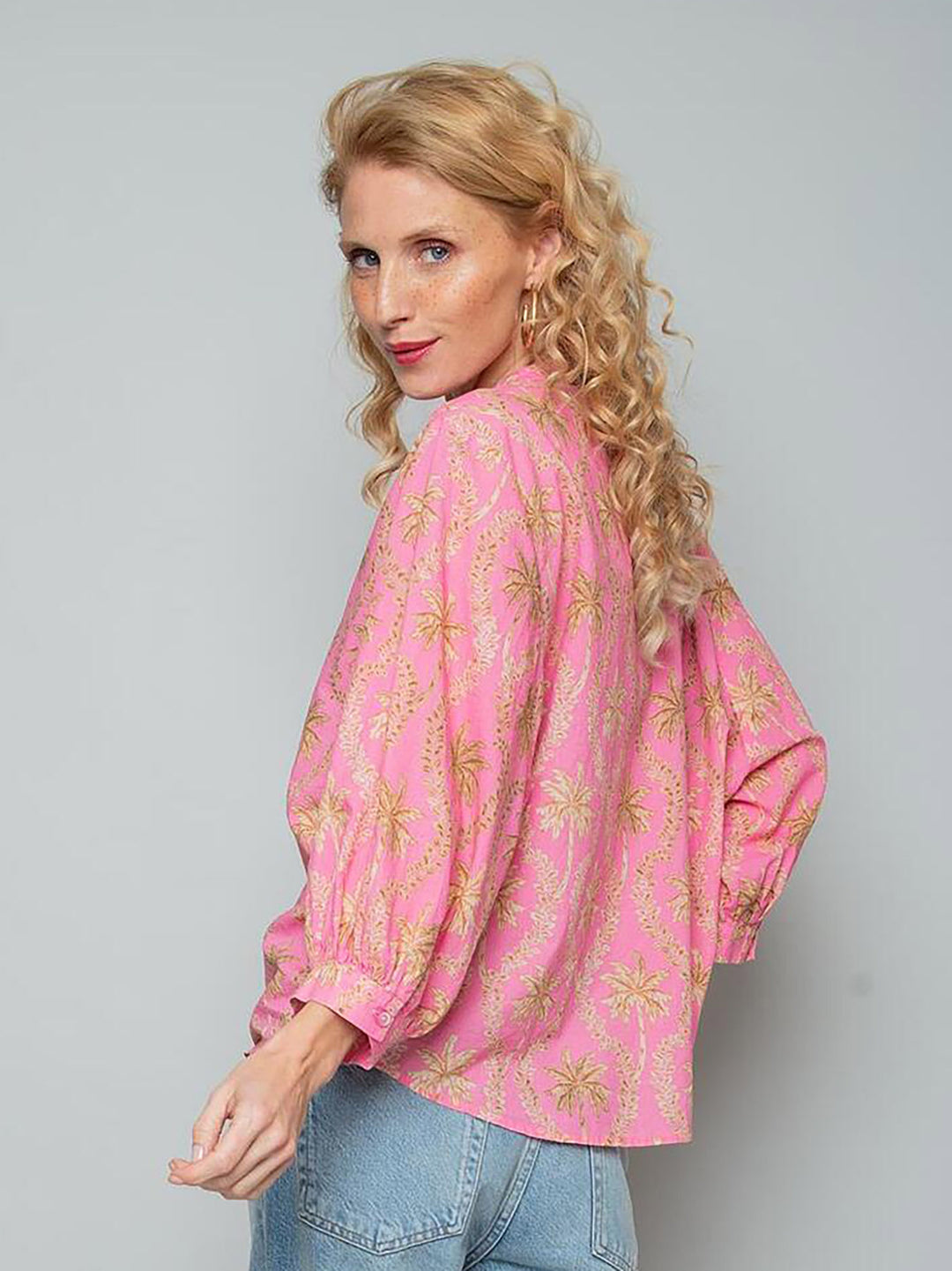 Damenbluse Pink Sand Palms