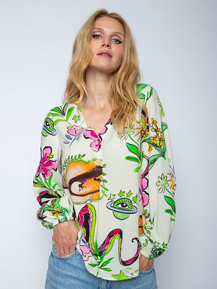 Shirtbluse White Comic