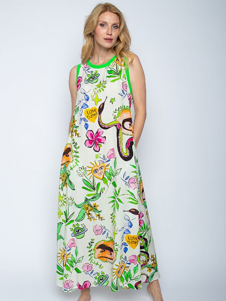 Maxikleid White Comic