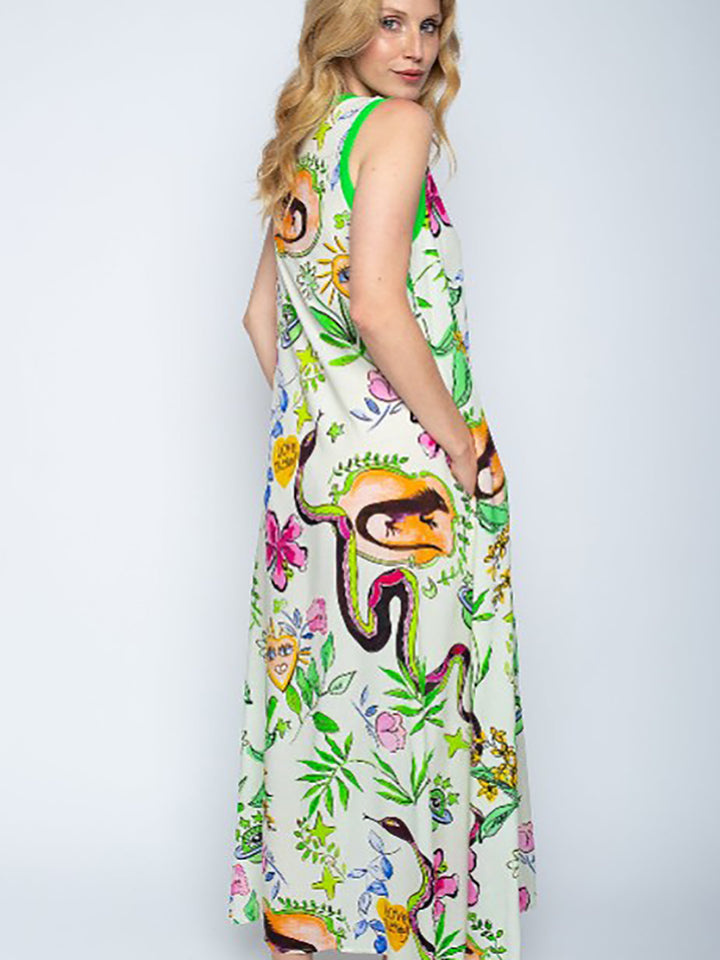 Maxikleid White Comic