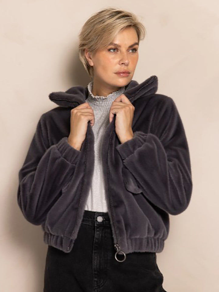 Jacke Dara Anthra mit Fellimitat