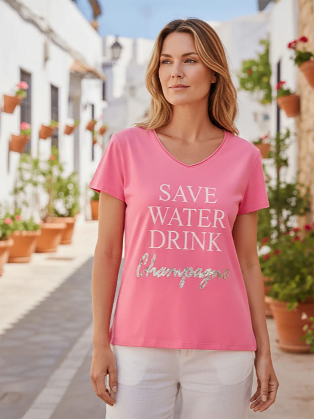 T Shirt Save Water Rose